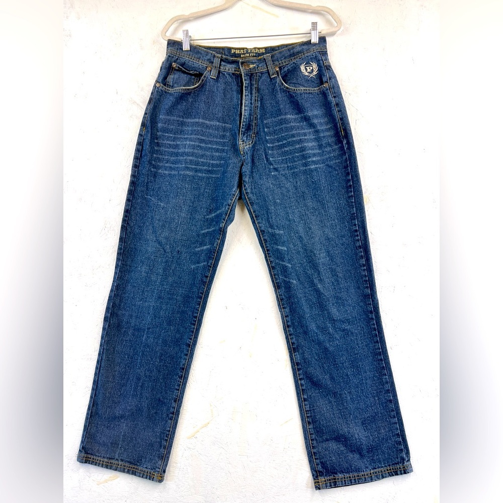 Vintage Phat Farm Jeans 34 x 32 Slim Embroidered Pocket.‎ Y2K